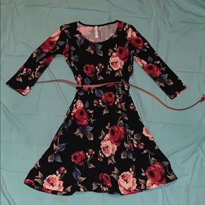 Solgee floral quarter sleeve dress